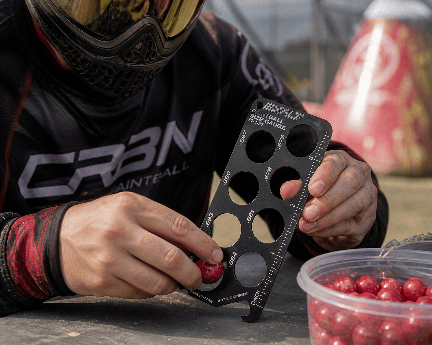 C-STAR paintball sizing tool used to check paintball diameter and batch consistency